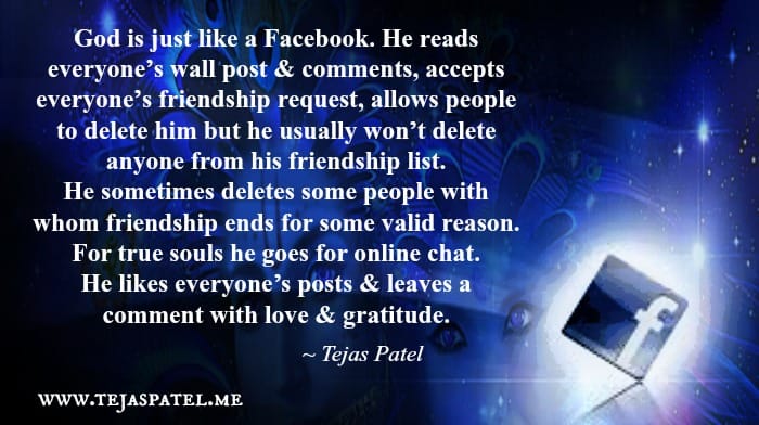 God is just like a Facebook