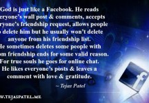 God is just like a Facebook